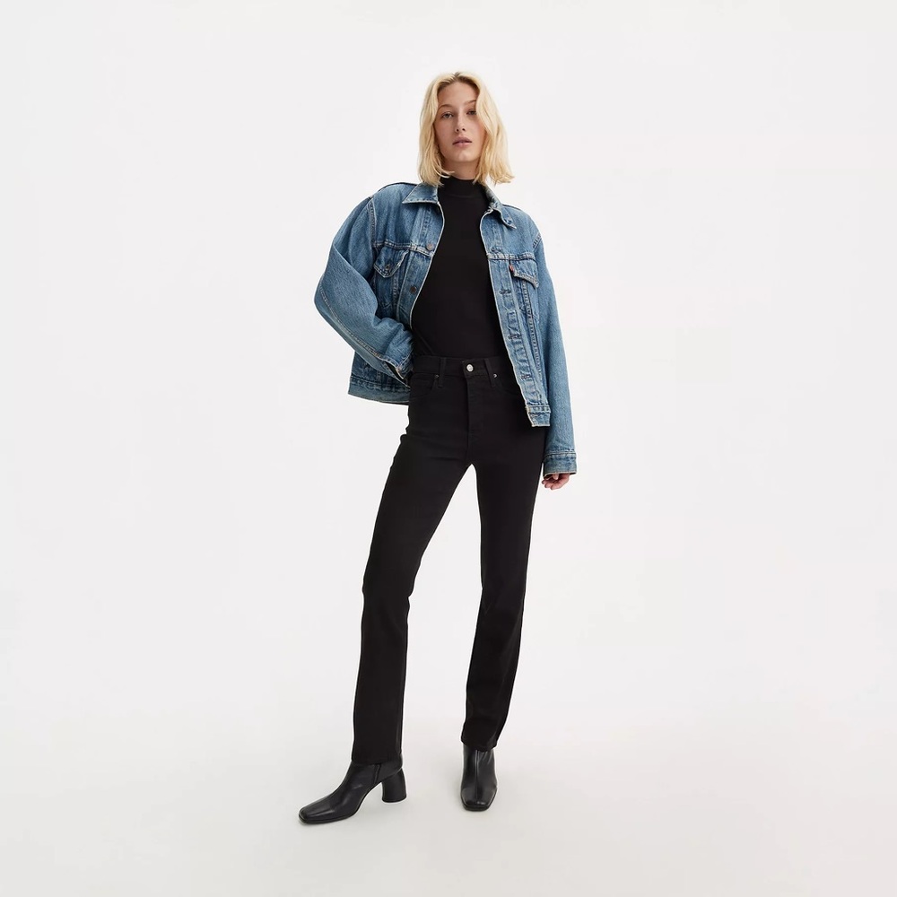Levi’s 724 high rise slim straight jeans in black